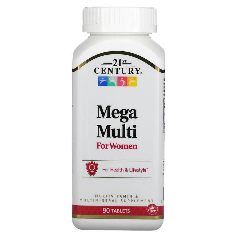 Mega Multi мультивитамины для женщин 90 таблеток, 21st Century 21st century wellify энергетические мультивитамины и мультиминералы для женщин 65 таблеток