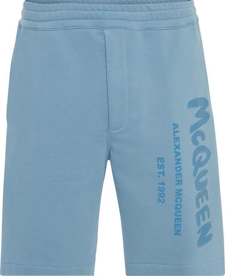 

Худи Alexander McQueen Graffiti Shorts 'Sky Blue', синий