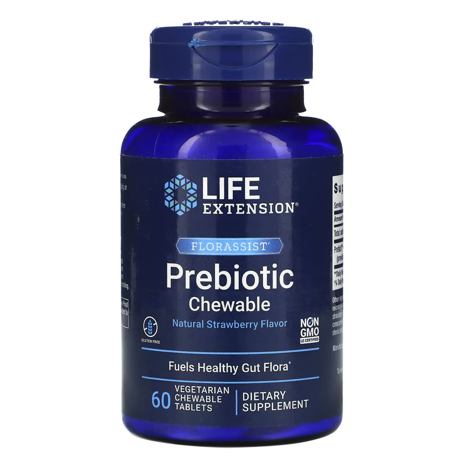 Life Extension, FLORASSIST Prebiotic Chewable, с натуральным клубничным вкусом, 60 жевательных таблеток life extension esophacool с ягодным вкусом 60 вегетарианских жевательных таблеток