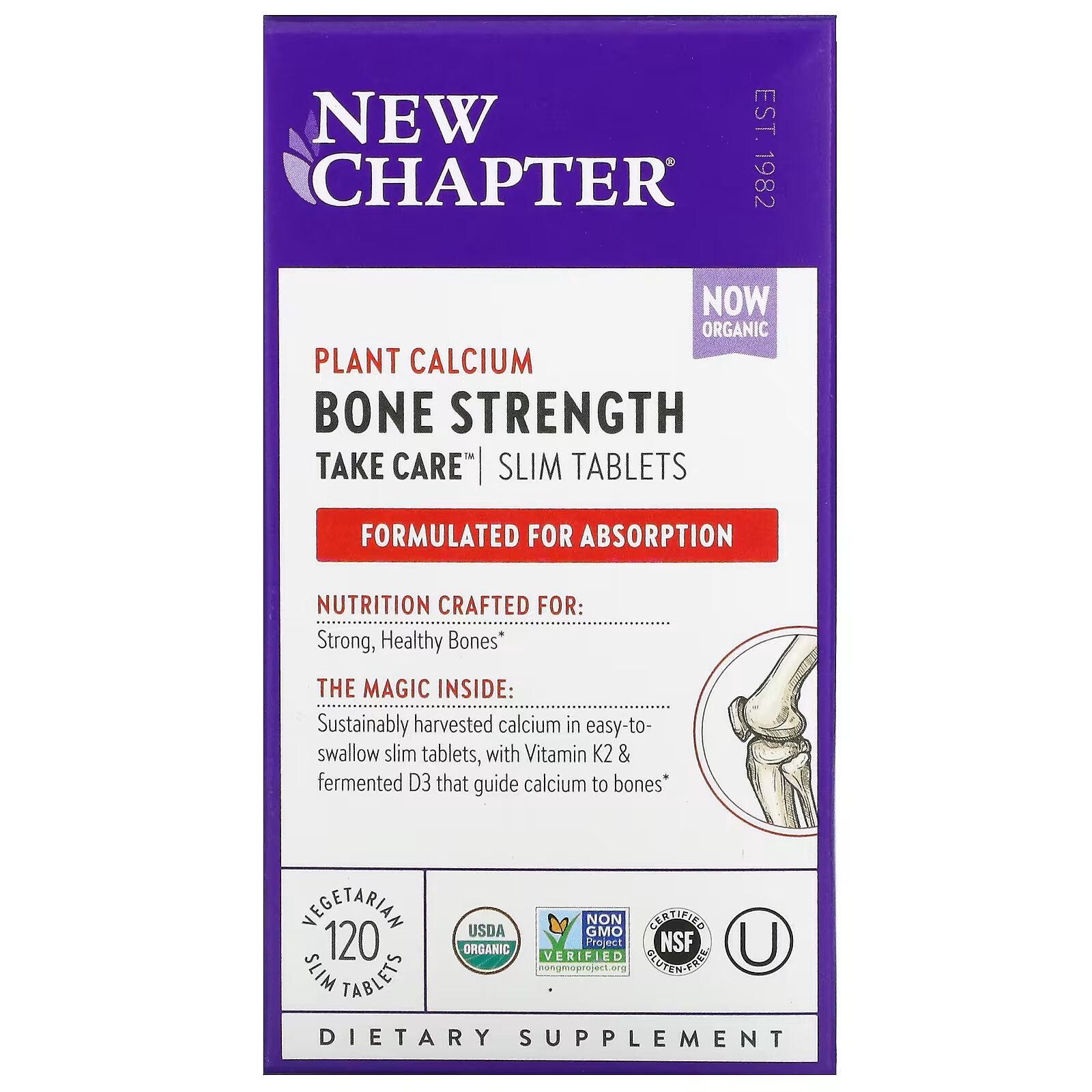 New Chapter, Bone Strength Take Care, 120 тонких вегетарианских таблеток растительный кальций new chapter take care для укрепления костей 180 вегетарианских тонких таблеток