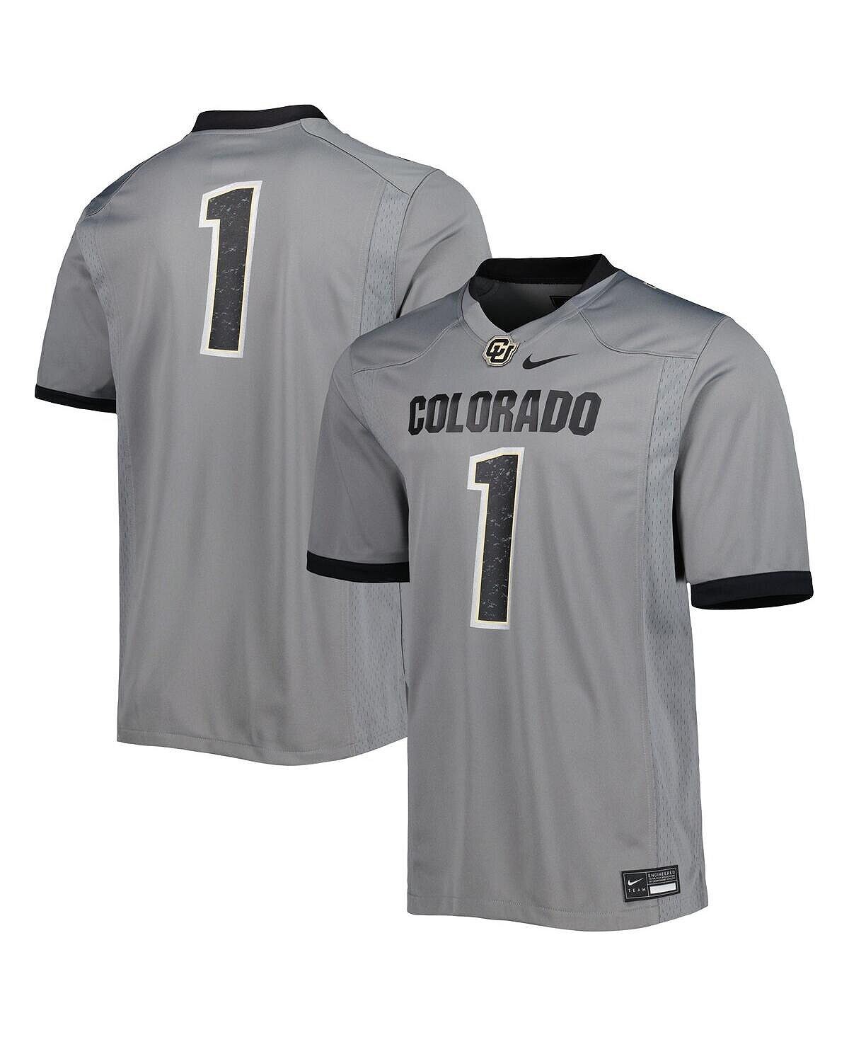 

Мужская серебряная футбольная майка colorado buffaloes # 1 untouchable replica Nike, серебряный