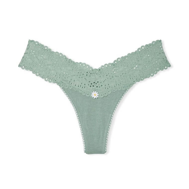 

Трусики-стринги Victoria's Secret Lace Waist Cotton, зеленый