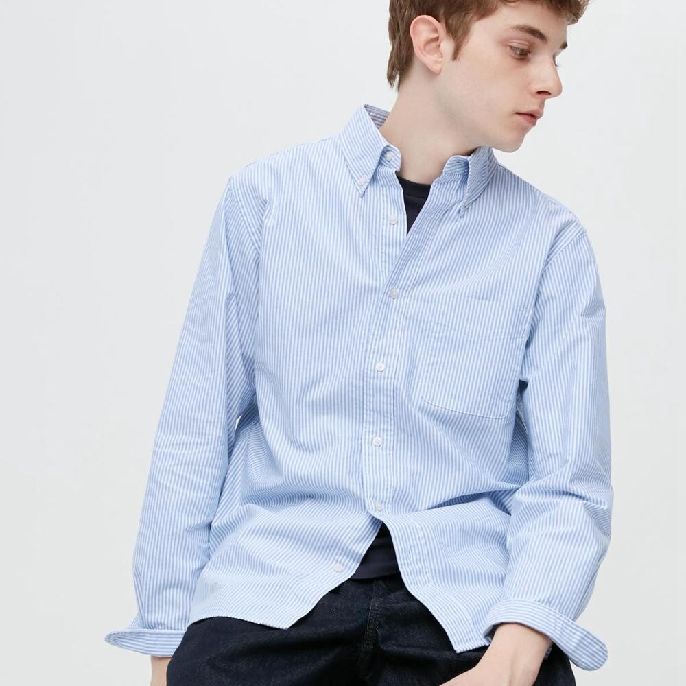 

Полосатая рубашка унисекс Uniqlo, синий