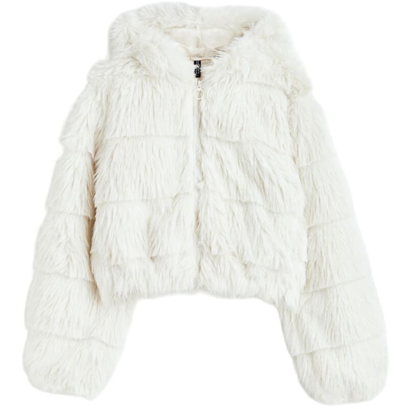 

Куртка H&M Hooded Fluffy, кремовый, Бежевый