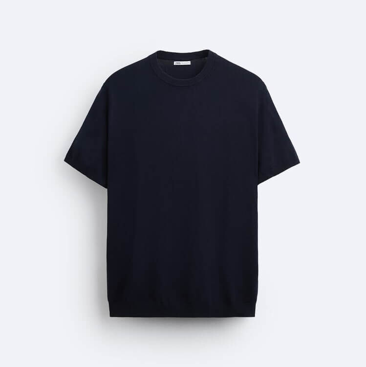 

Футболка Zara Knit, темно-синий