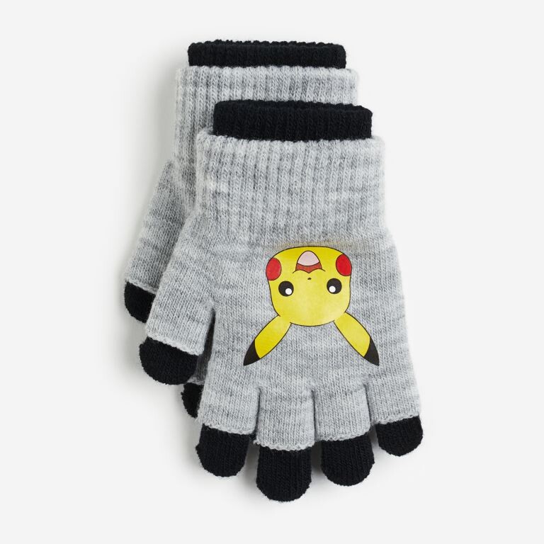 

Перчатки H&M x Pokémon Fingerless, серый/черный