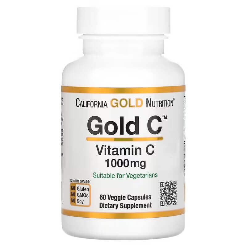 Витамин C класса USP California Gold Nutrition Gold C 1000 мг, 60 растительных капсул