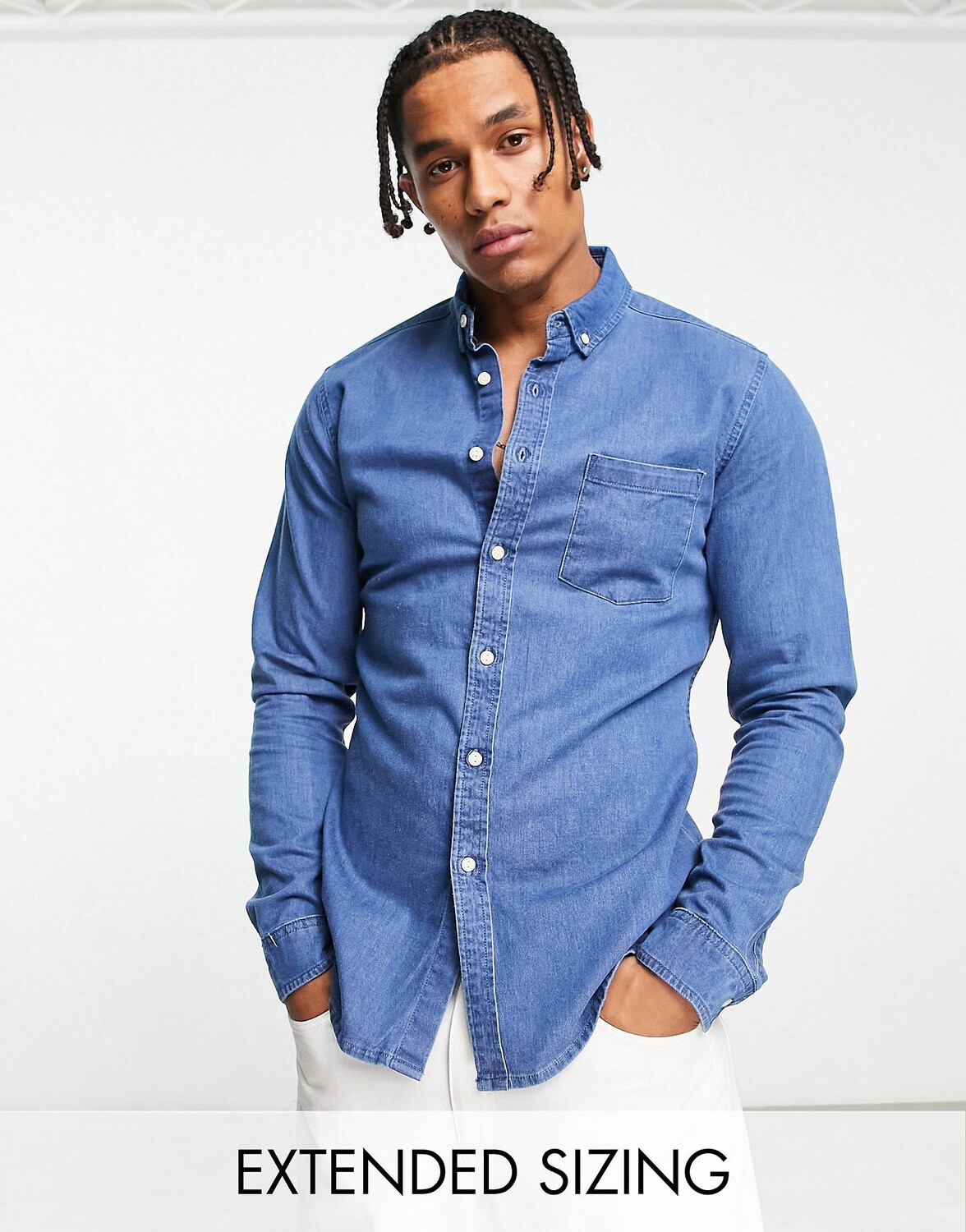 

Узкая джинсовая рубашка средней потертости ASOS DESIGN