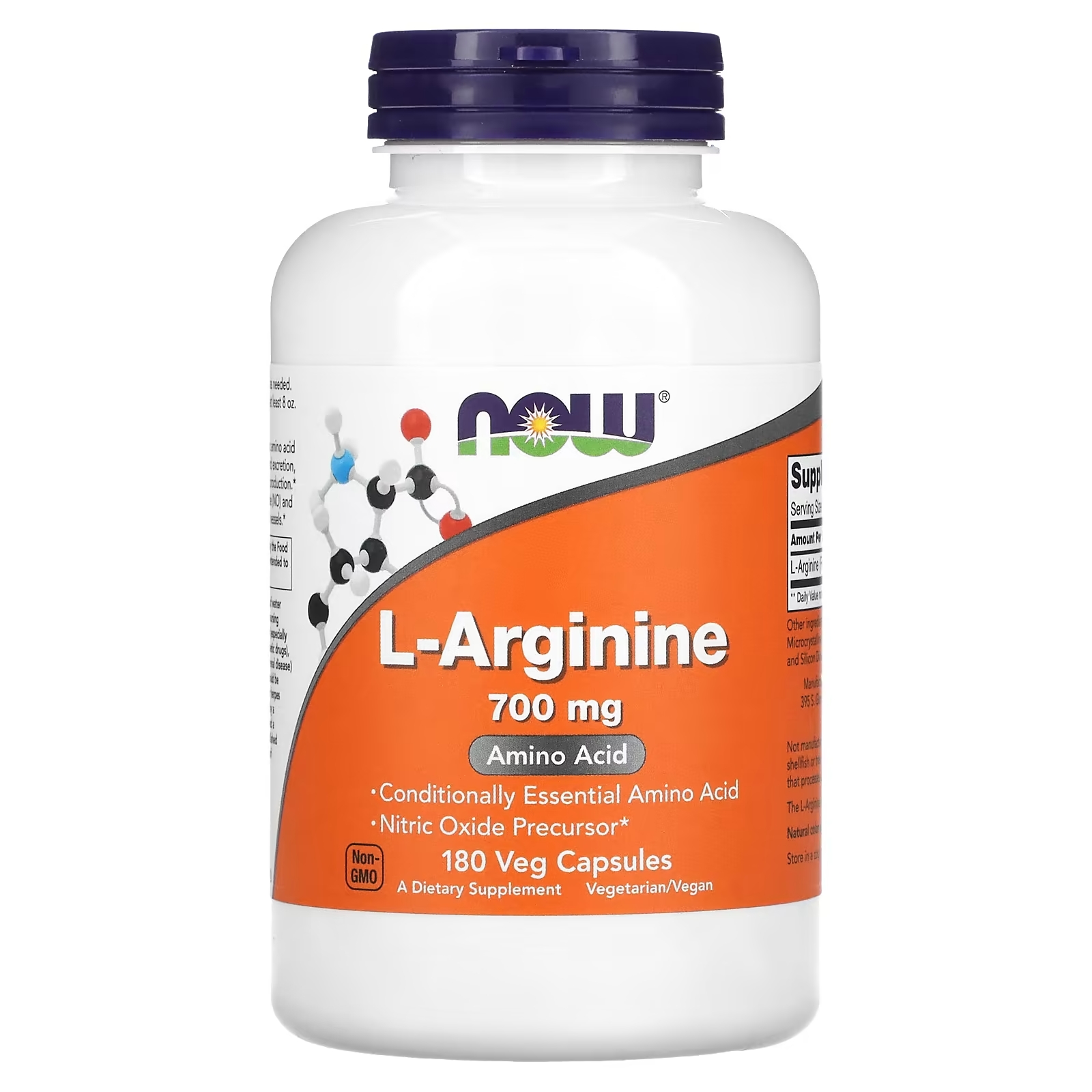 NOW Foods L-аргинин 700 мг, 180 растительных капсул now foods l цитрулин 750 мг 180 капсул