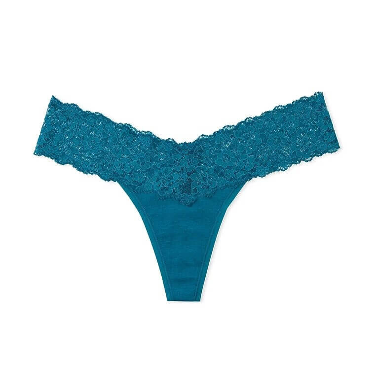

Трусики-стринги Victoria's Secret The Lacie Lace-Waist Cotton, темно-бирюзовый