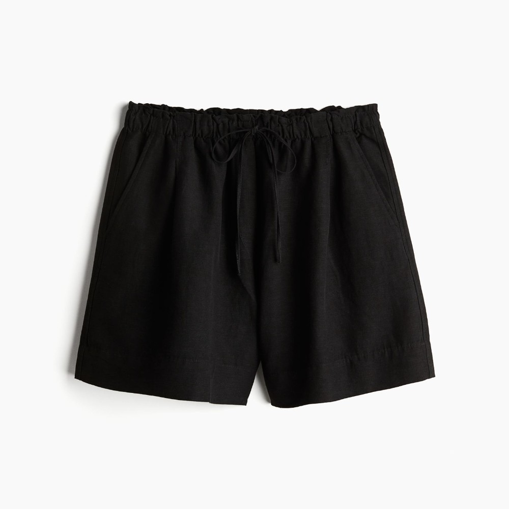 Шорты H&M Linen-blend Pull-on, черный шорты stradivarius petite linen look pull on натуральный