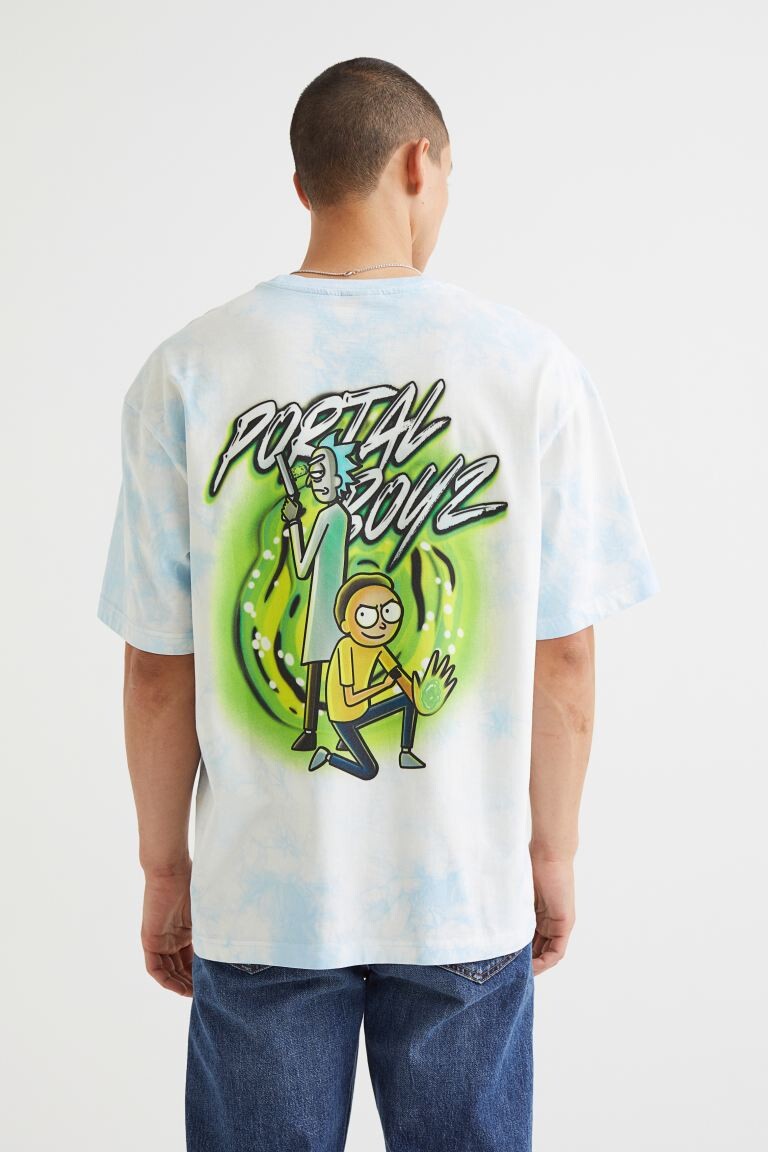

Футболка свободного кроя H&M, голубой/рик и морти