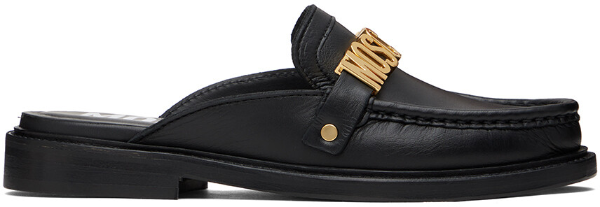 

Черные лоферы с логотипом Moschino