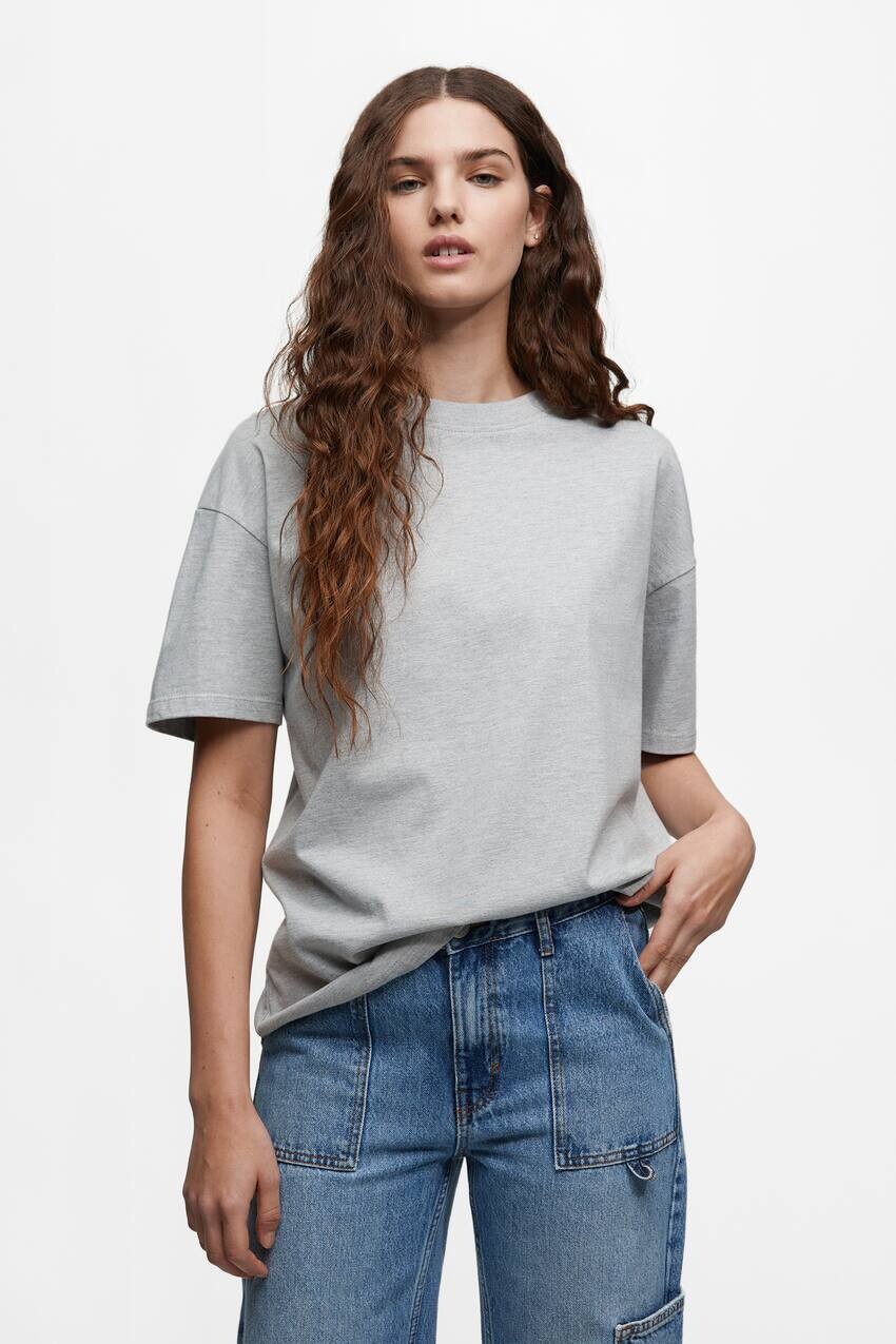 

Футболка оверсайз с короткими рукавами Pull&Bear, серый