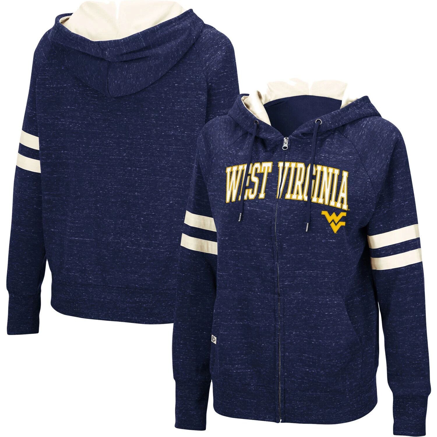 

Женская толстовка с капюшоном Colosseum Navy West Virginia Mountaineers из крапчатого флиса реглан с молнией во всю длину Colosseum
