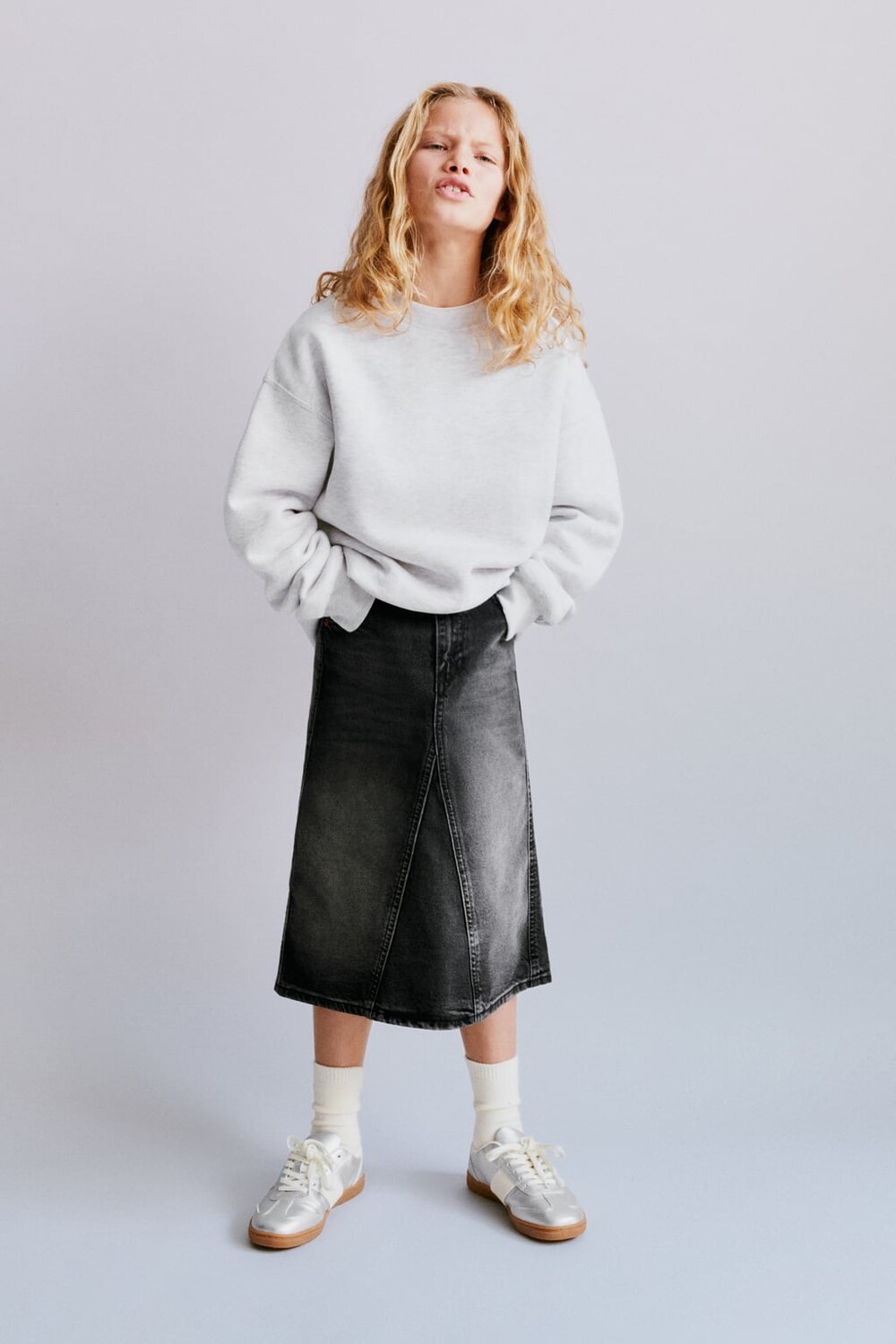 

Джинсовая юбка миди ZARA, черный