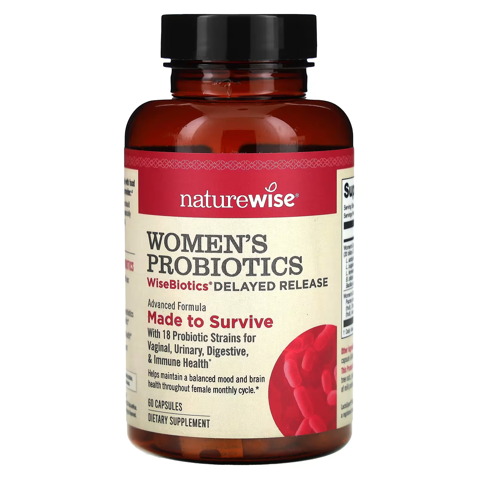 Женские пробиотики WiseBiotics с отсроченным выпуском, 60 капсул NatureWise