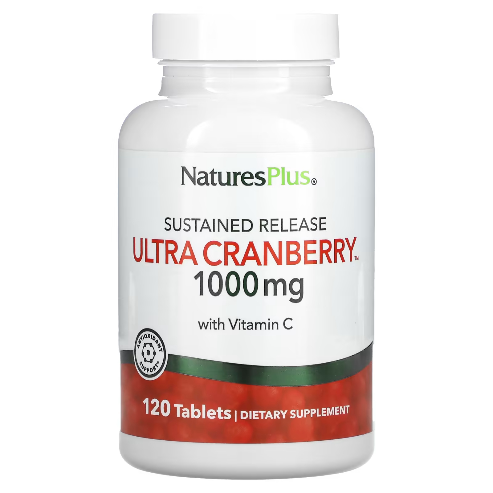 NaturesPlus Ultra Cranberry с пролонгированным высвобождением, 1000 мг, 120 таблеток