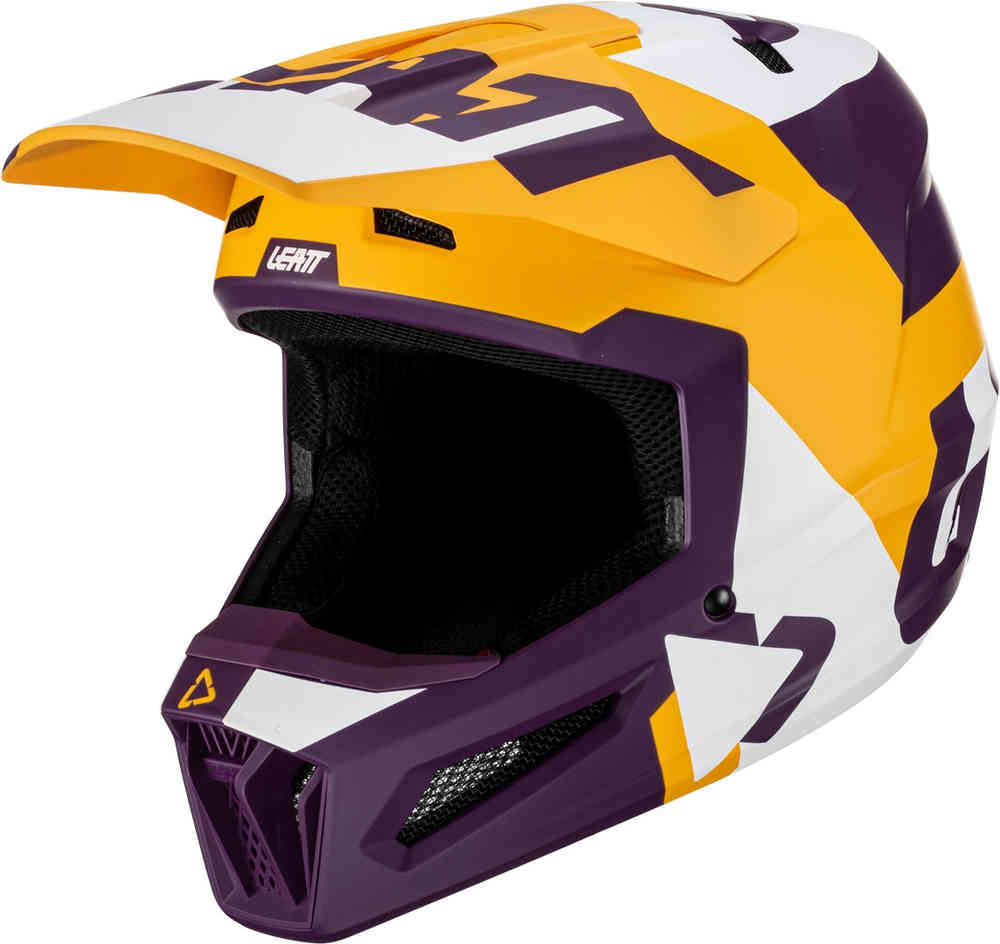 2.5 Трехцветный шлем для мотокросса Leatt, фиолетовый/желтый