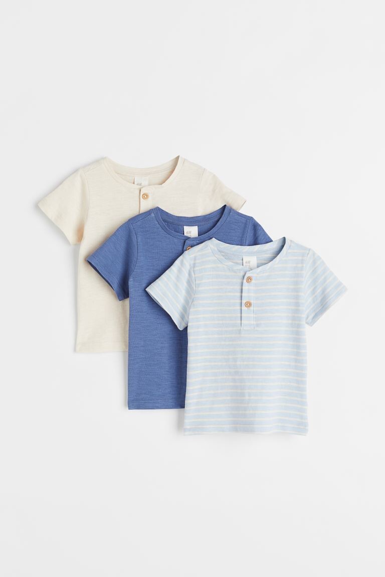 

Комплект из 3 футболок H&M, синий меланж/полосатый