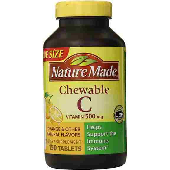 Витамин С Nature Made Vitamin C 500 мг Chewables, 150 жевательных таблеток витамин с nature made vitamin c 250 мг 200 жевательных конфет