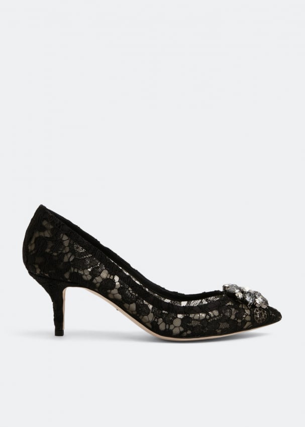 Туфли DOLCE&GABBANA Embellished lace pumps, черный