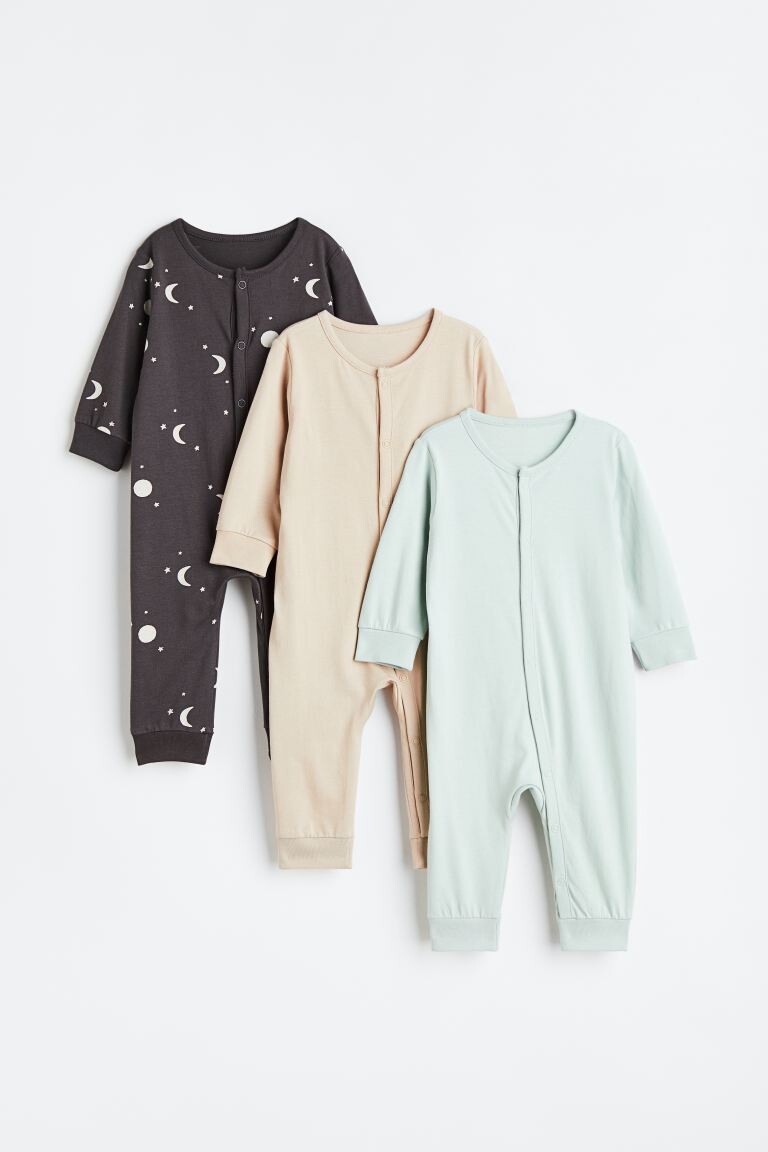 

3 пары хлопковых пижам H&M, темно-серый/луны