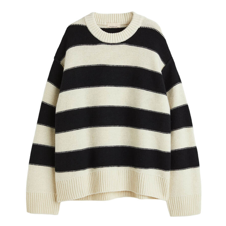 

Свитер H&M Premium Selection Cashmere-blend, кремовый/темно-синий