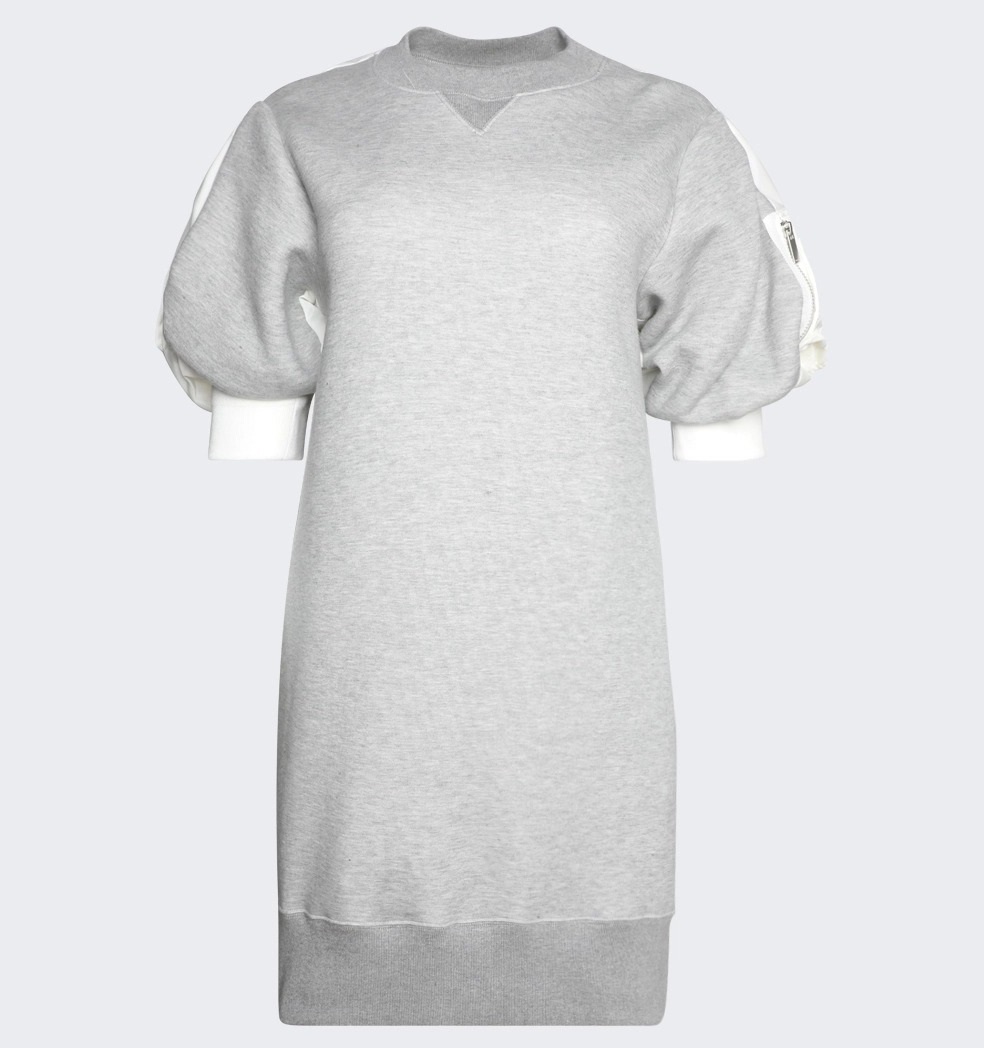 Спортивное платье Sacai Sponge Sweat, светло-серый