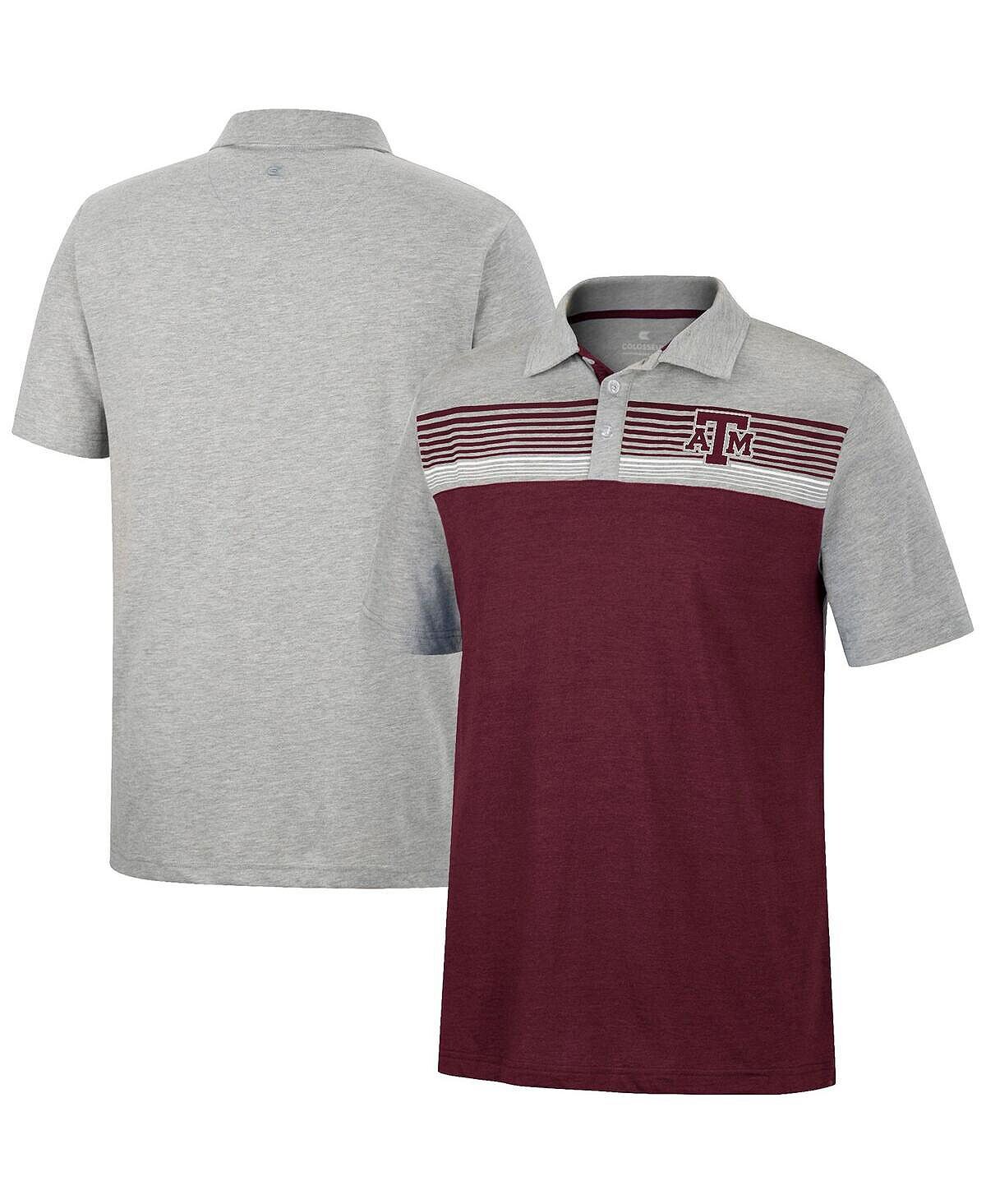 

Мужская темно-бордовая, серая меланжевая рубашка-поло texas a&m aggies caddy Colosseum, мульти