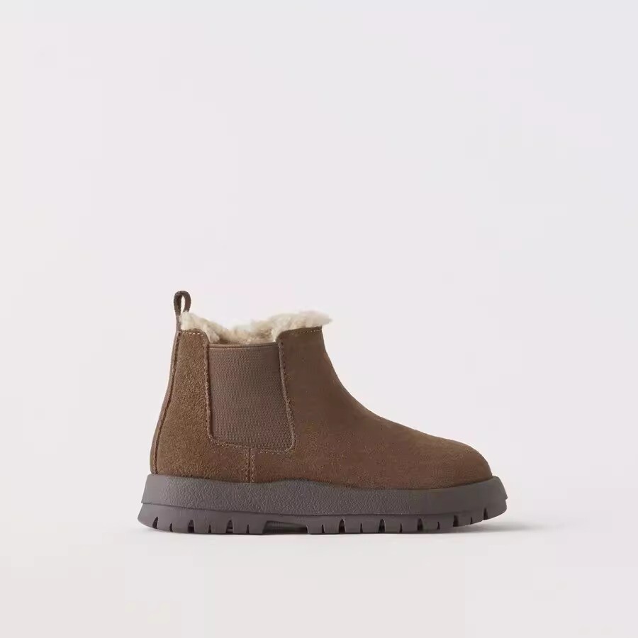 

Ботинки ZARA Suede Lined Leather, коричневый