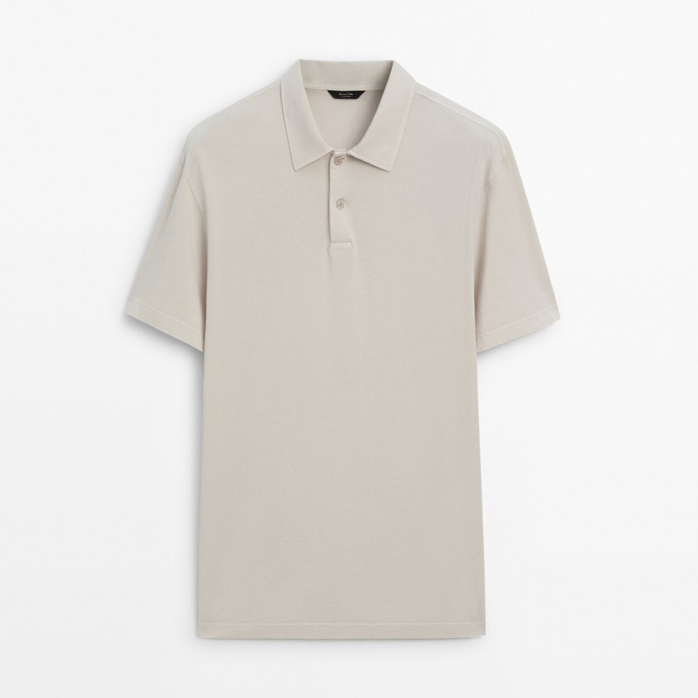 Футболка-поло Massimo Dutti Short Sleeve Cotton, песочный футболка поло massimo dutti comfortable short sleeve белый