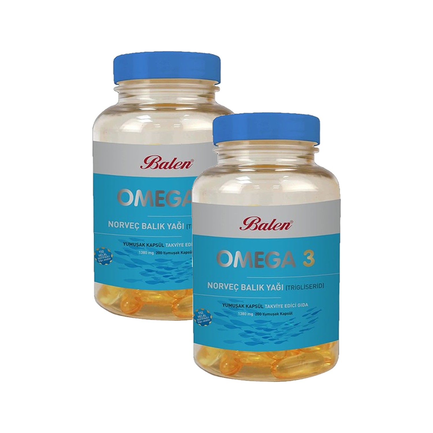 Рыбий жир Balen Omega-3 1380мг, 2 упаковки по 200 капсул