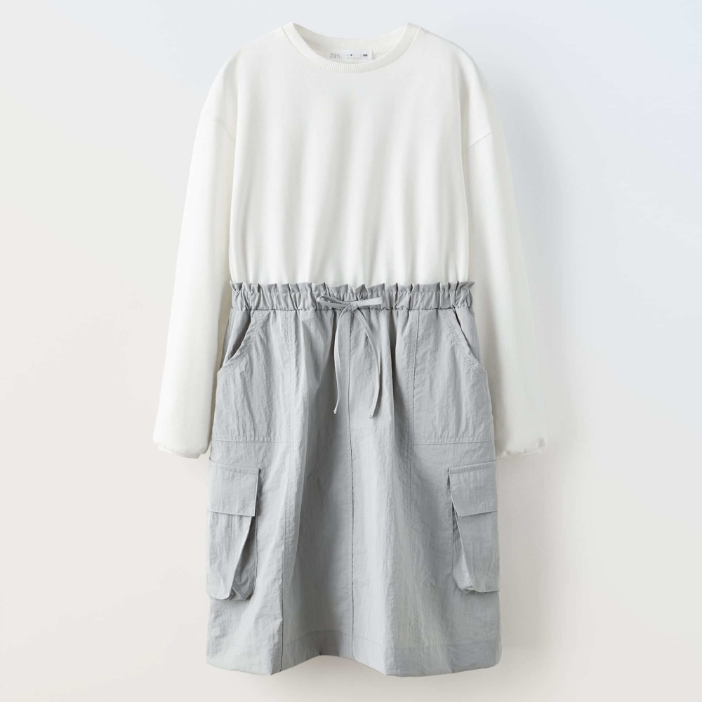цена Платье для девочек Zara Contrast Cargo, серый