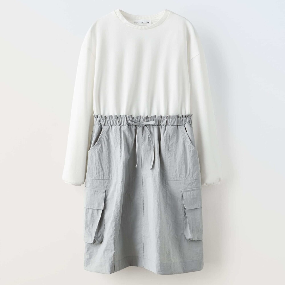 

Платье для девочек Zara Contrast Cargo, серый