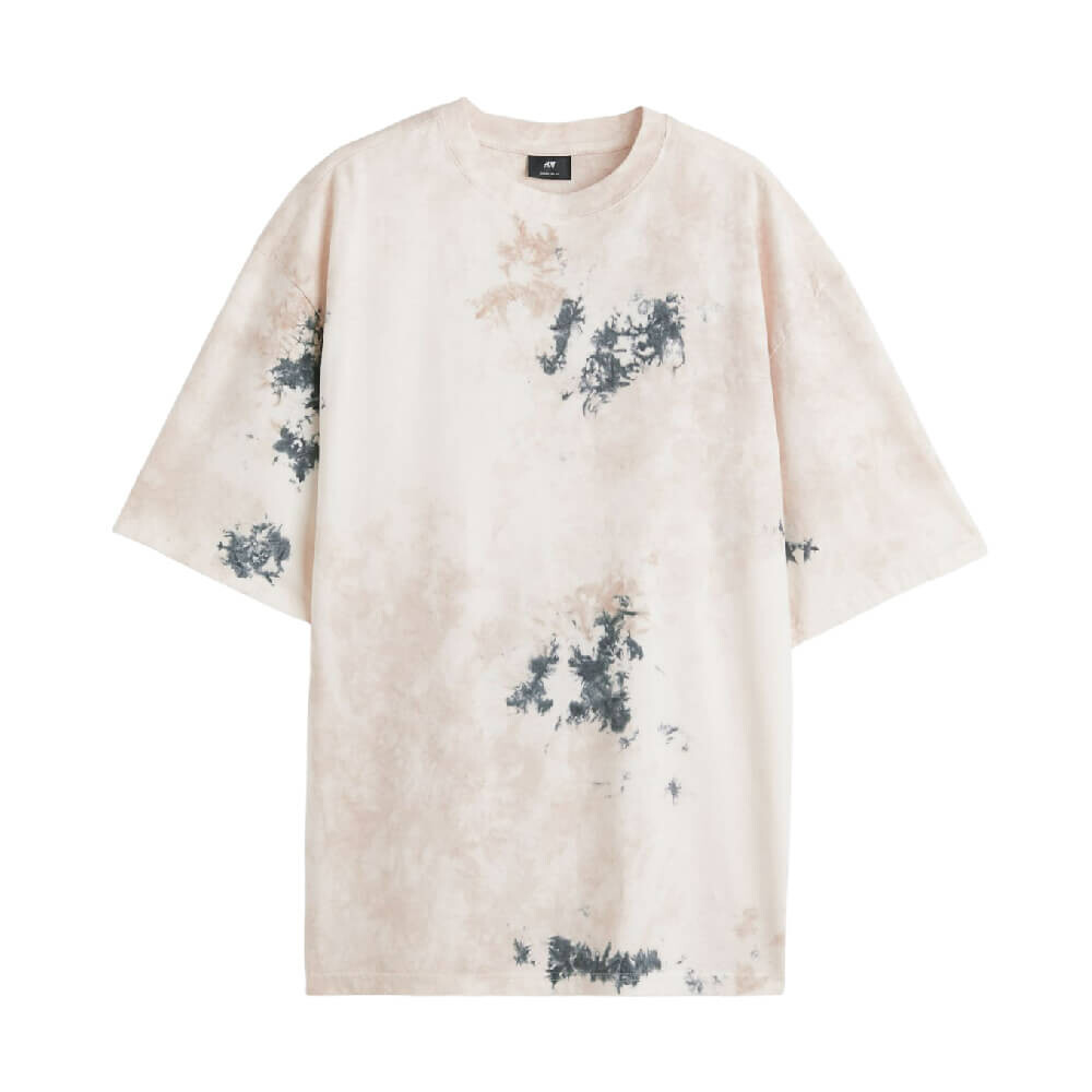 

Футболка H&M Oversized Cotton, бежевый/темно-серый
