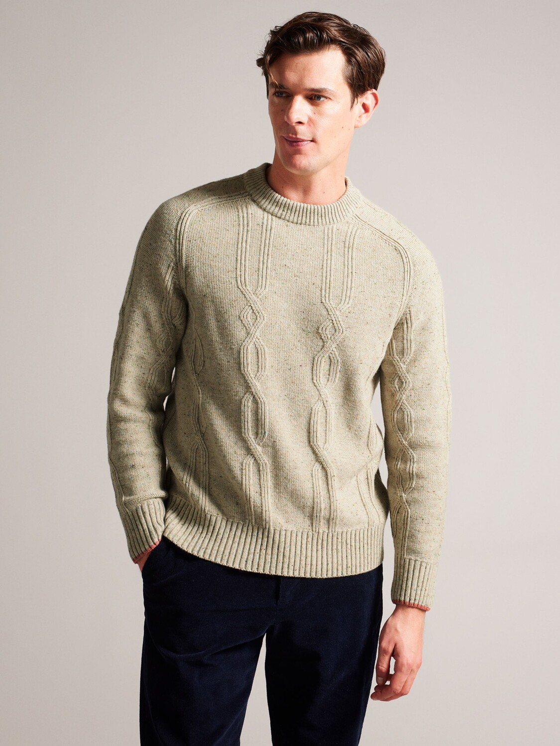 

Джемпер Enroe с длинными рукавами и круглым вырезом Ted Baker, натуральный серо-коричневый, Коричневый;серый