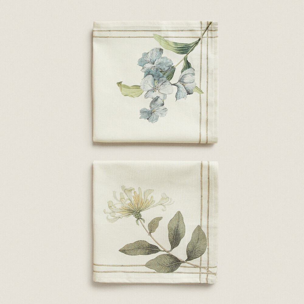 

Комплект салфеток Zara Home Botanical Print, 4 предмета, бежевый