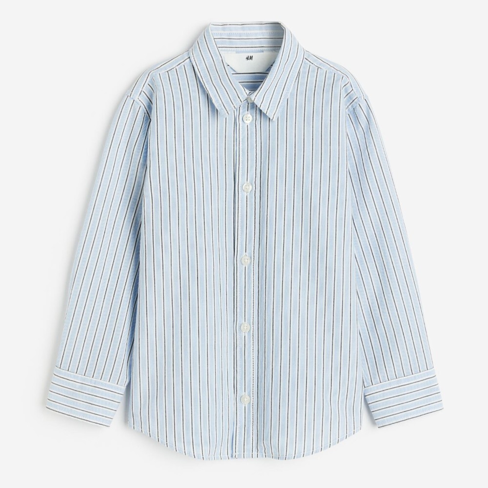 

Рубашка H&M Kids Long-sleeved Poplin, голубой