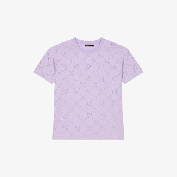 

Хлопковая футболка Clover с заклепками Maje, цвет violets