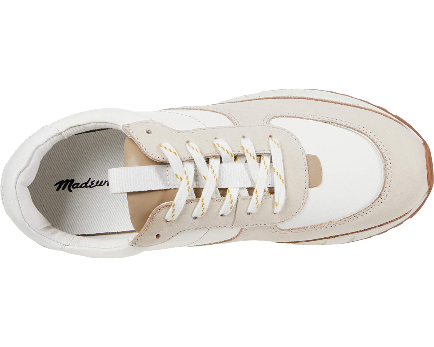 Кроссовки Kickoff Trainer Sneakers in Neutral Colorblock Leather Madewell, кремовый цена и фото
