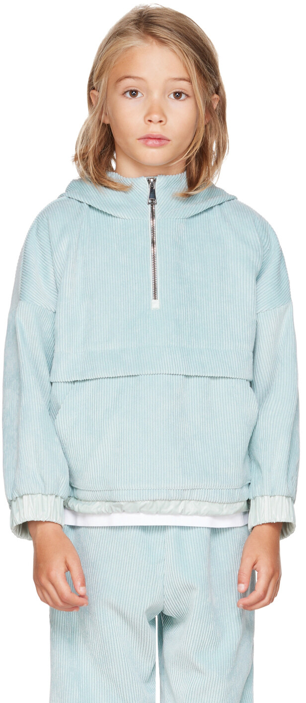 

Детская синяя вельветовая толстовка с капюшоном Moncler Enfant