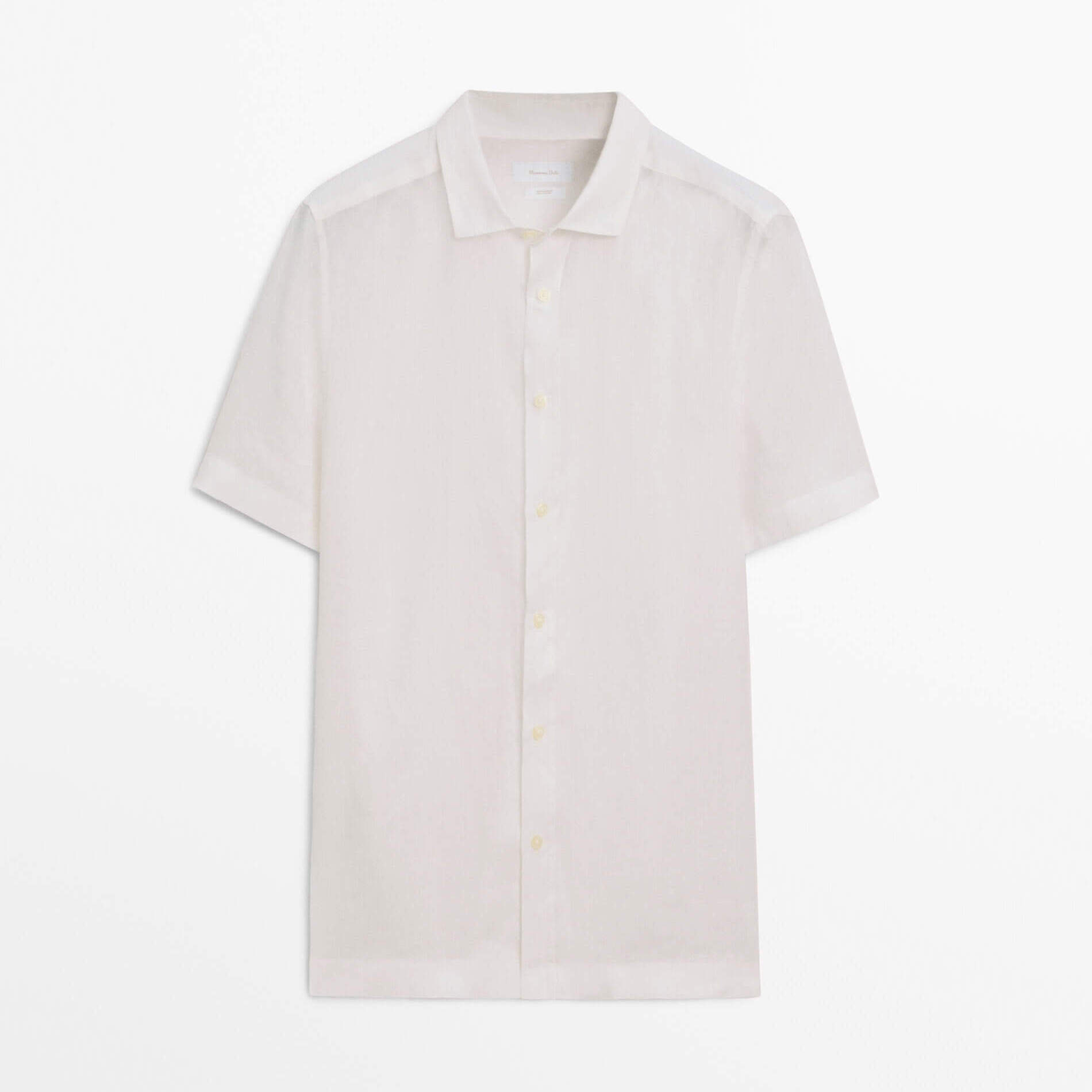 Рубашка Massimo Dutti 100% Linen With Short Sleeves, бежевый