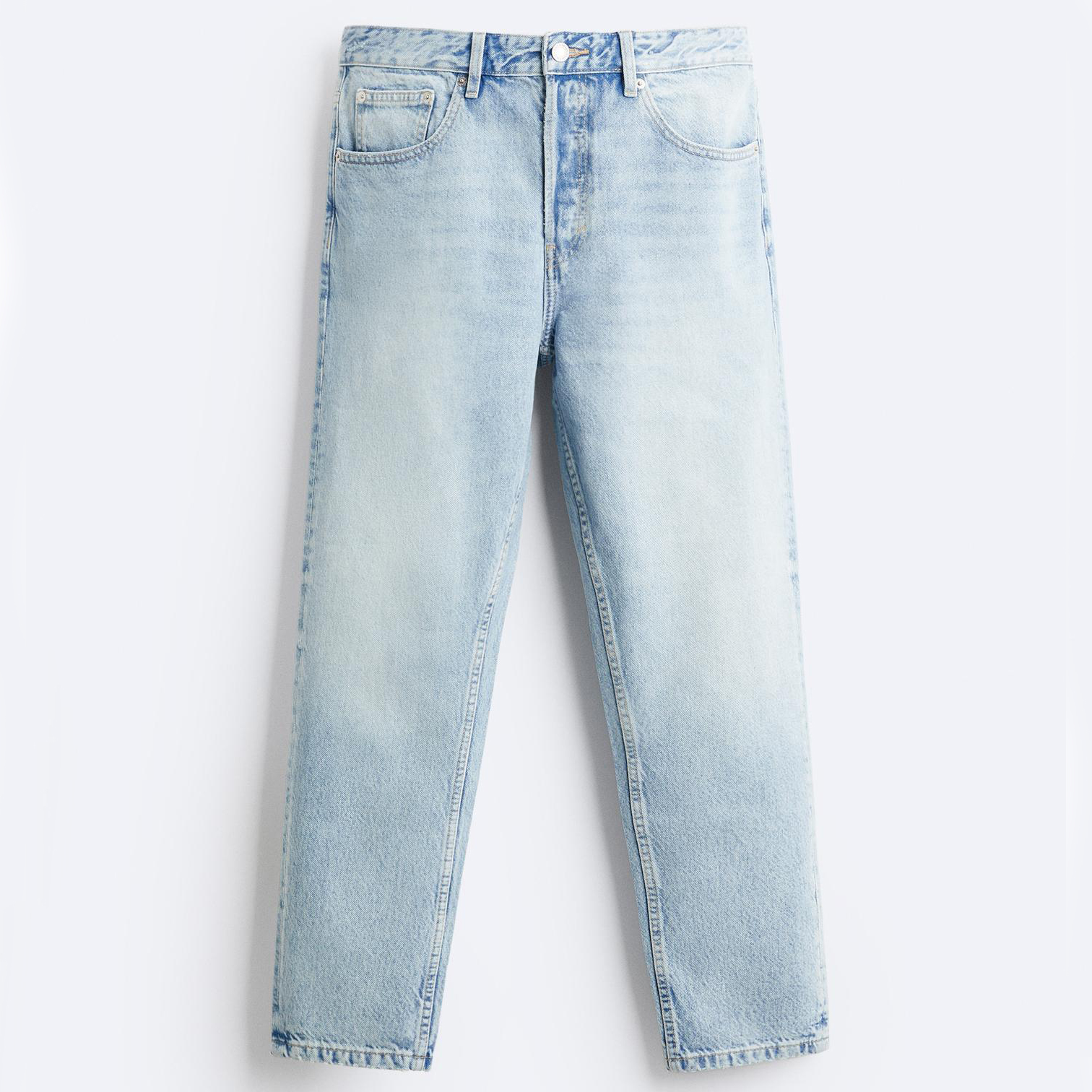 Джинсы Zara Slim Cropped-fit, светло-голубой джинсы узкие 78 застежка на молнию на щиколотке 38 fr 44 rus розовый