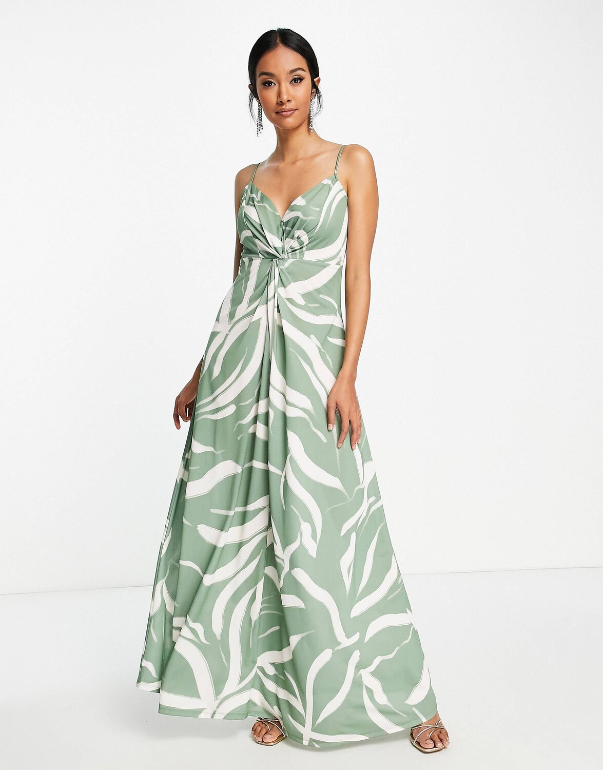 

Зеленое платье макси с перекрученным принтом ASOS DESIGN - MULTI, Зеленый