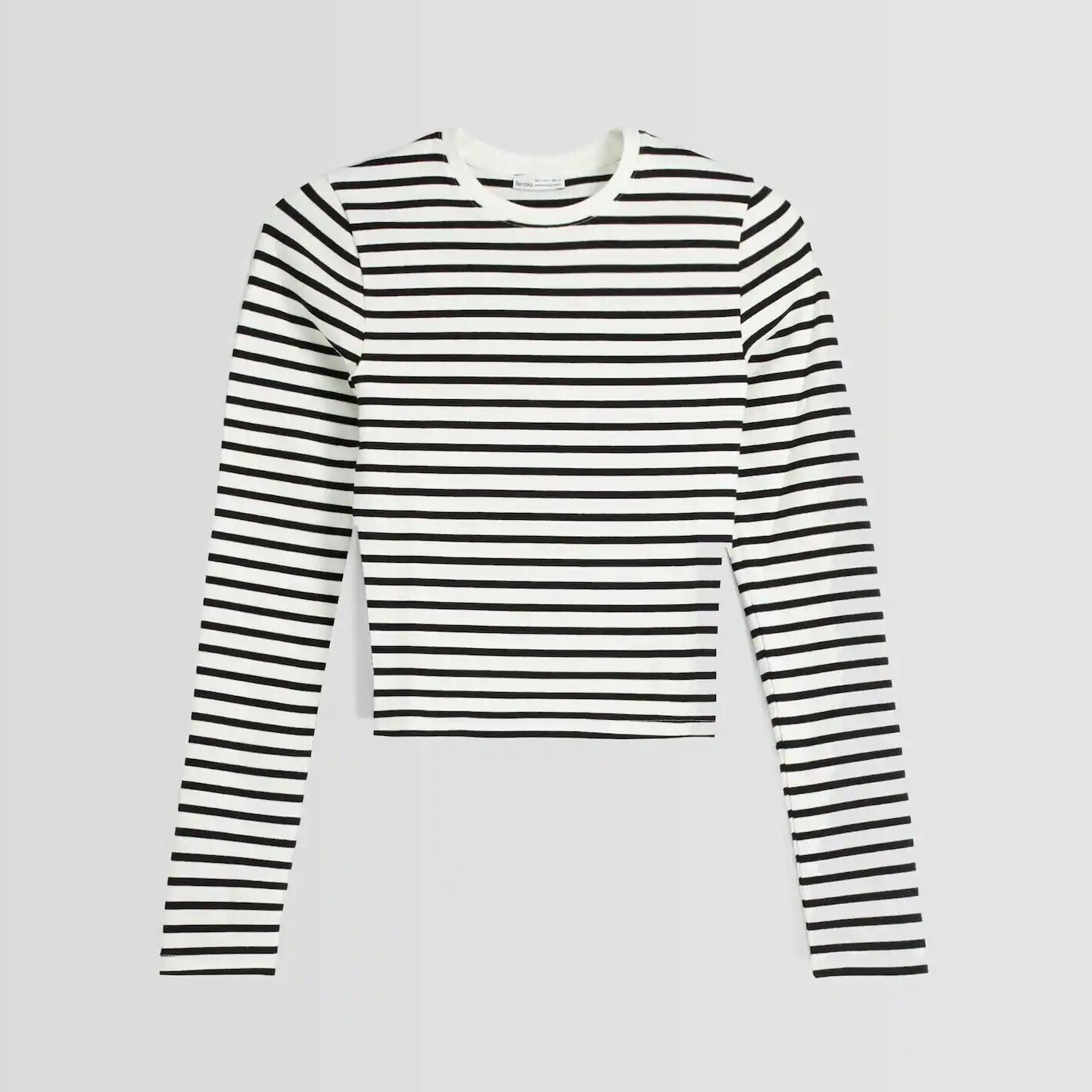 

Лонгслив Bershka With A Round Neck, белый/черный