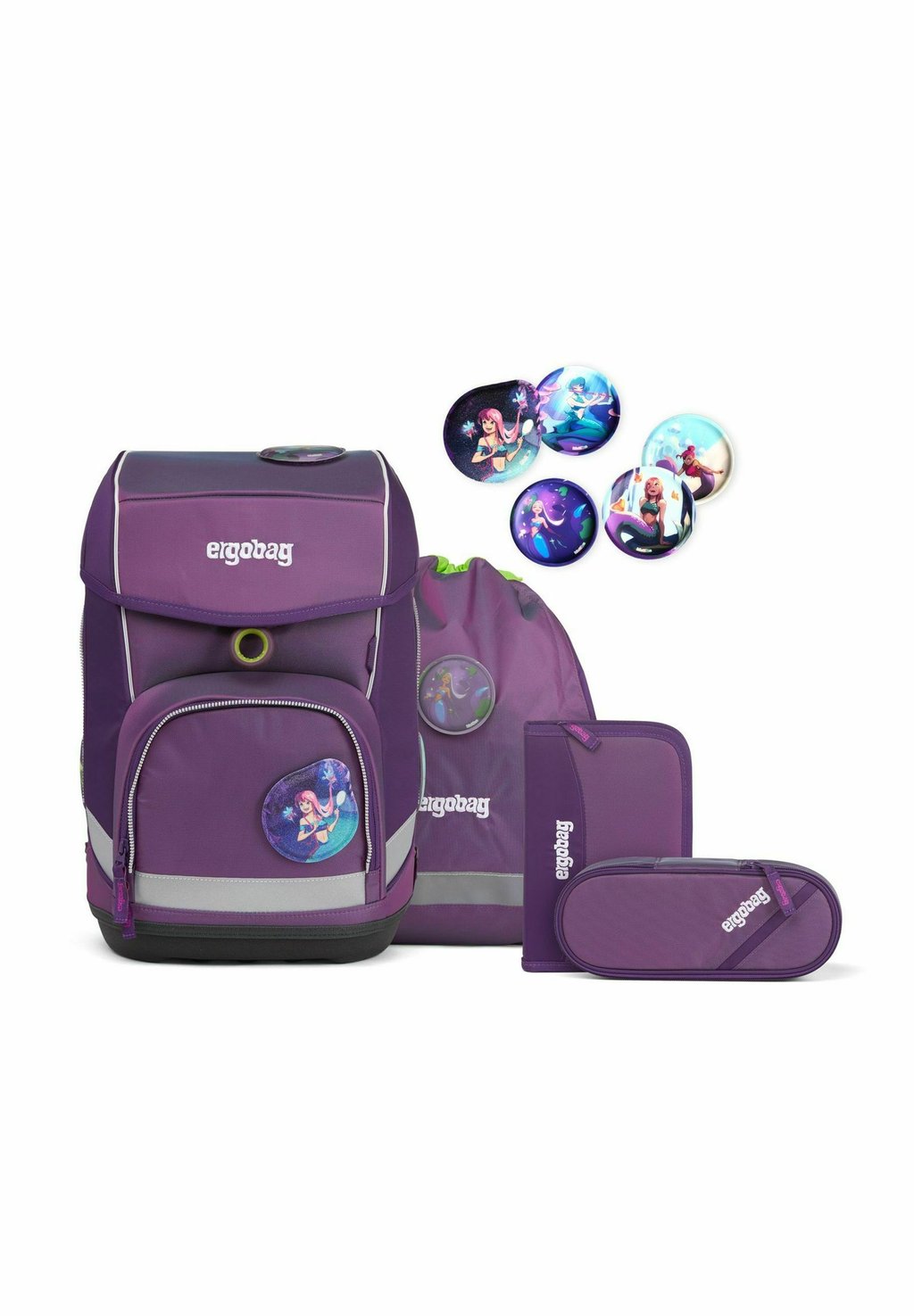 Комплект школьных сумок CUBO SHINY EDITION SET 5-TEILIG Ergobag, цвет meereszaubär