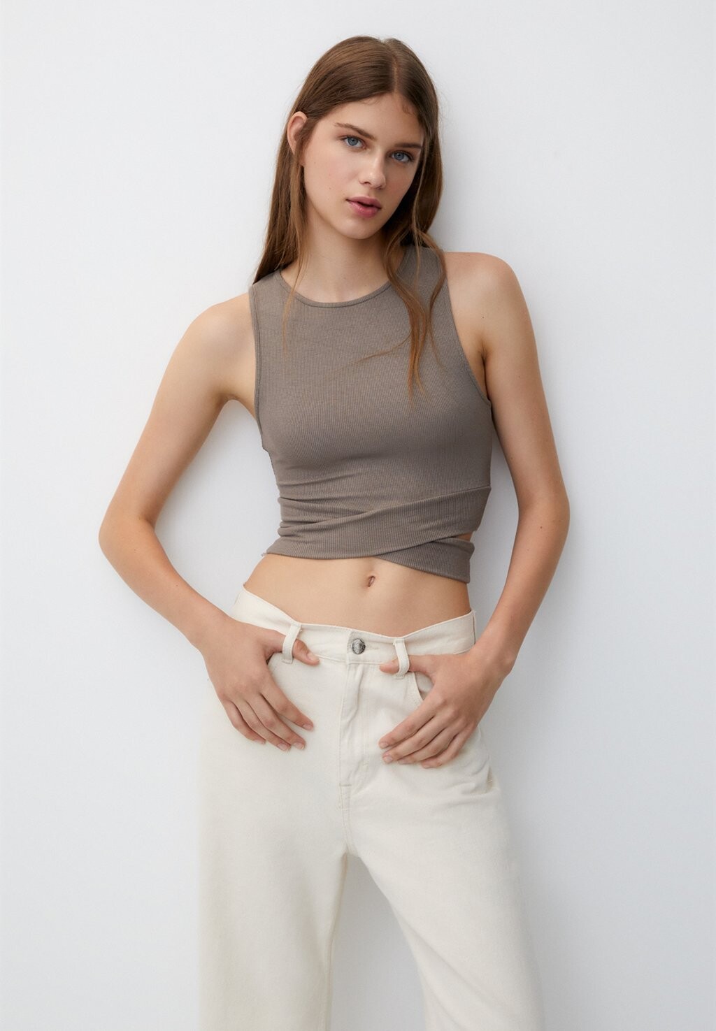 

Топ Tank PULL&BEAR, цвет light grey