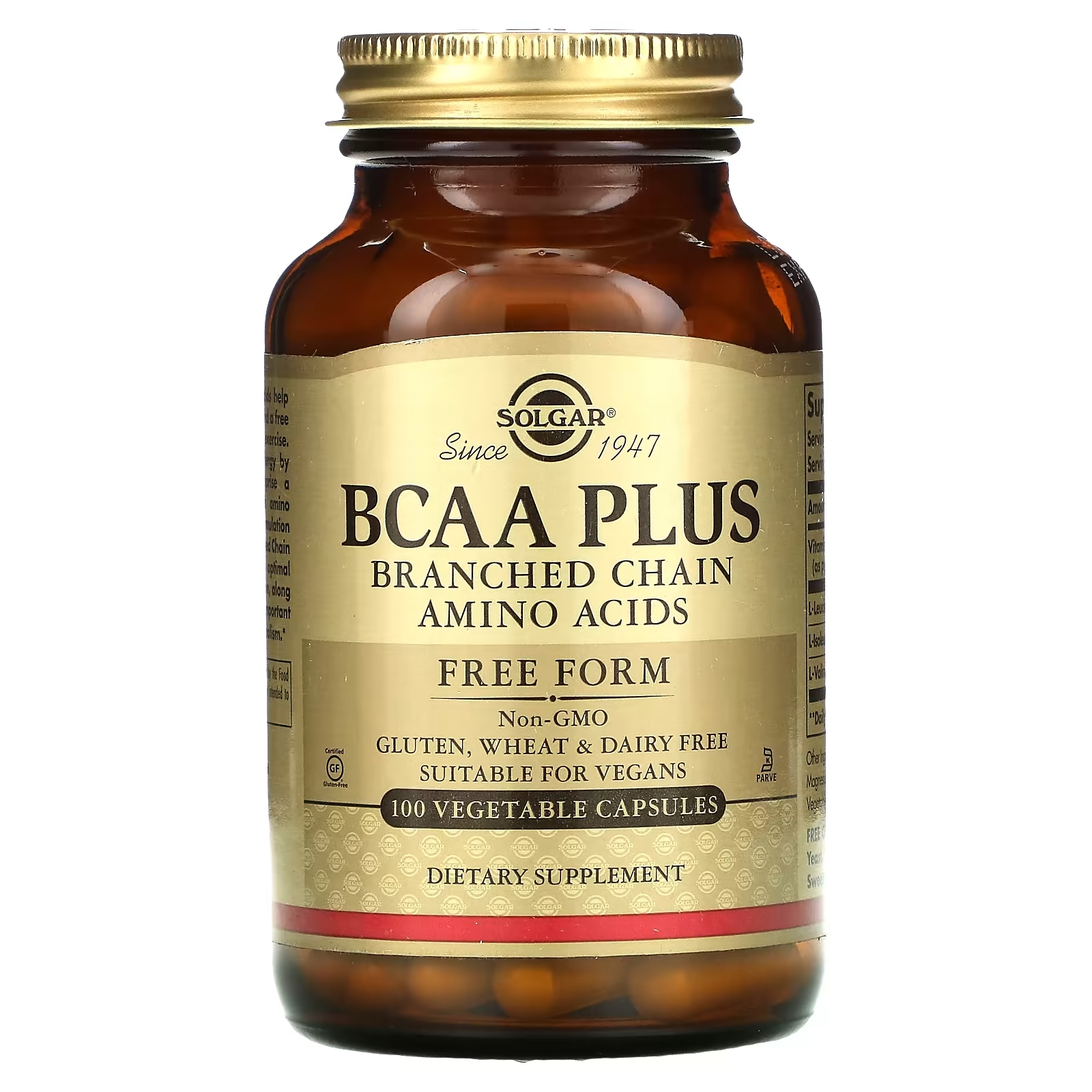 Solgar BCAA Plus в свободной форме, 100 растительных капсул solgar dlpa в свободной форме 500 мг 100 растительных капсул