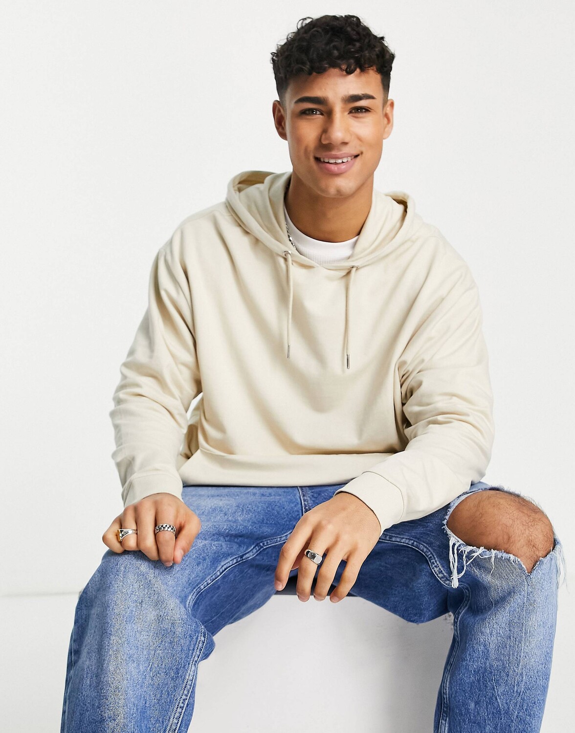 

Бежевая облегченная толстовка оверсайз ASOS DESIGN - BEIGE
